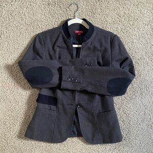 Charcoal Gray Blazer with Elbow Patches